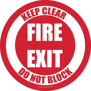 Emergency Fire Exit sign - Keep Clear - Do not block Floor sticker