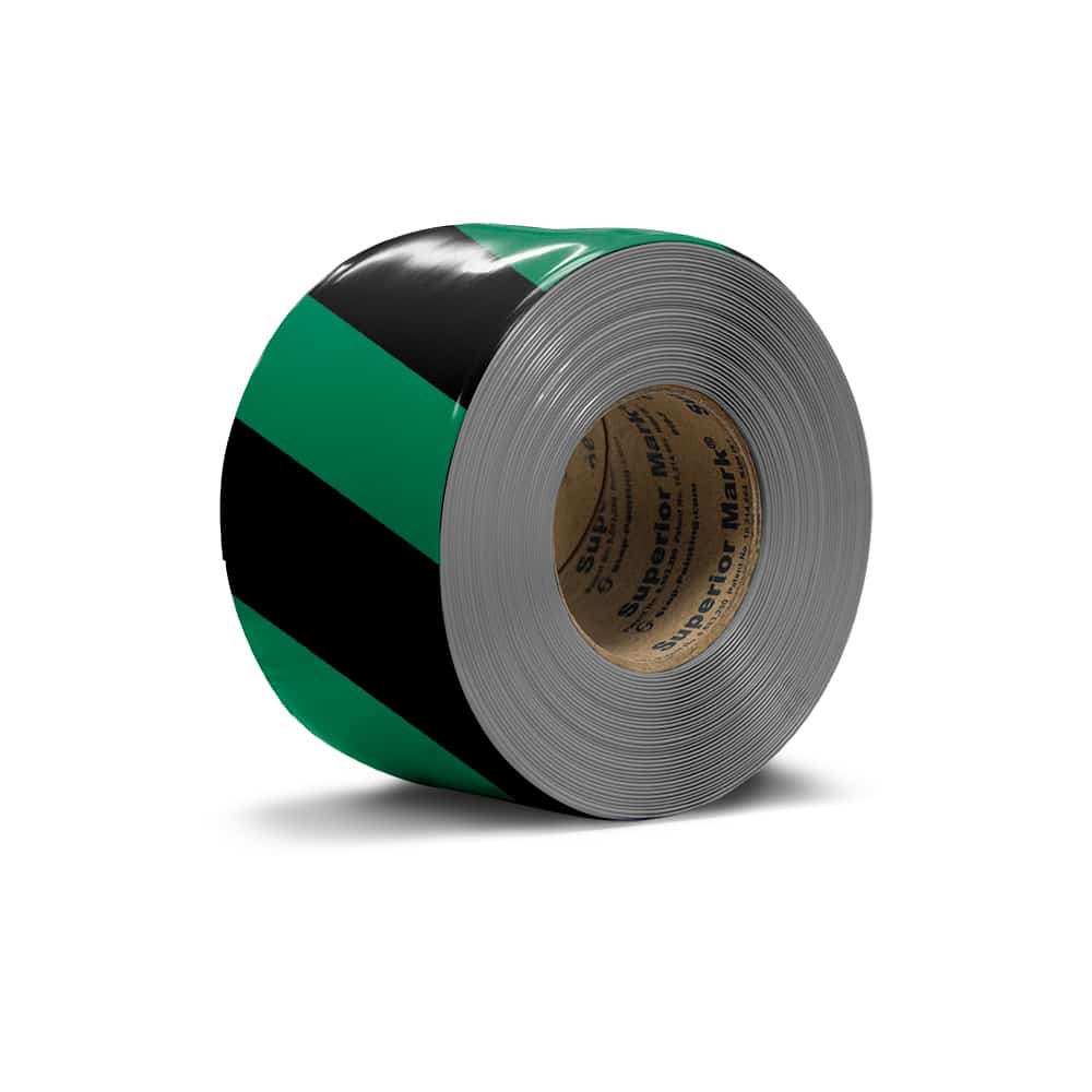 Floor Marking Tape - Black and Green Stripes