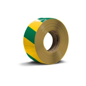Floor Marking Tape - Green and Yellow Stripes 5cm