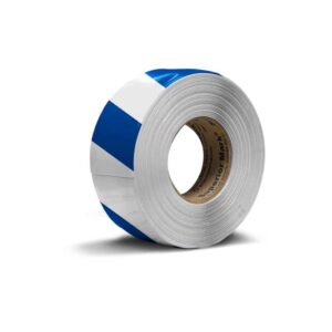 Floor Marking Tape - White and Blue Stripes 5cm