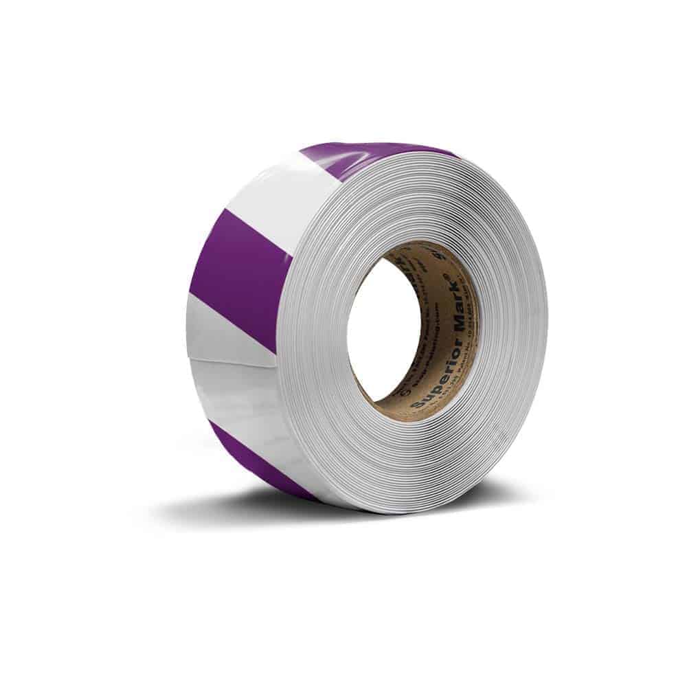 Floor Marking Tape - White and Purple Stripes 5cm